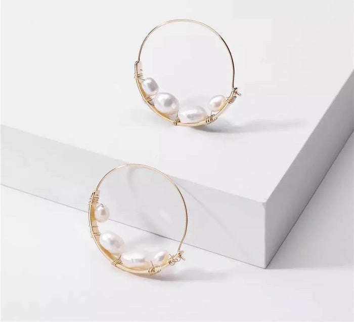 Fresh Water Pearl Hoop Earrings